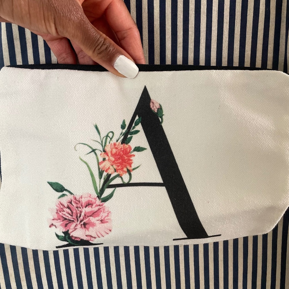 Floral A Letter Print Makeup Bag/Purse pouch/Wallet
